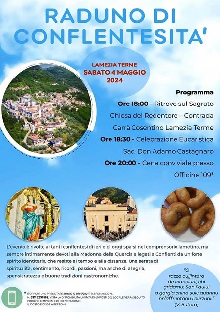 Raduno di Conflentesità, il 4 maggio a Lamezia Terme evento organizzato da cittadini originari di Conflenti